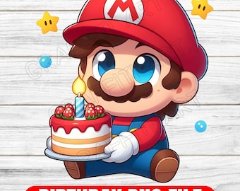 Mario-verjaardag, png, kindertekenfilm (digitale download)