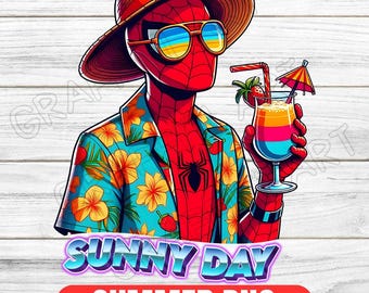 Spiderman Summer Vibe PNG: Kids Cartoon Sublimation Design (Digital Download)