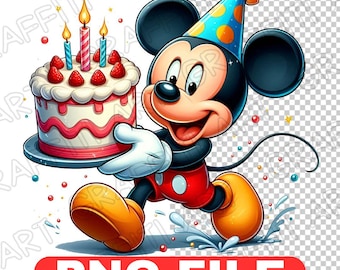 Mickey Mouse Birthday PNG: Kids Cartoon Design (Digital Download)