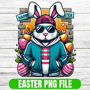 StreetWear Easter  Bunny PNG, Trendy Easter Rabbit Clipart, Graffiti Easter Sublimation Design Shirts, Mugs, Invitations Digital Download
