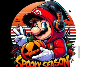 Mario Halloween Graffiti T-shirt Design: Urban Sublimation (Digital Download)
