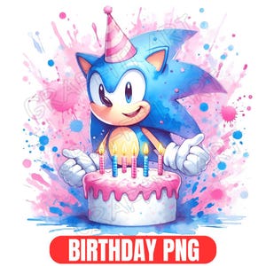 Sonic The Hedgehog Watercolor Birthday Png, Birthday Sonic The Hedgehog Png, Sonic T-Shirt Design Png, Sonic Face Png, sonic characters Png
