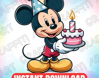 Mickey Mouse Birthday PNG: Kids Cartoon Party (Digital Download)