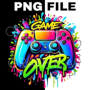 Graffiti Game Over Png, Graffiti Gaming Controller Sublimation Design, Urban Graphics, Digital Gamer, Gaming Lover, Graffiti Art For T-shirt