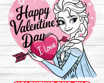 Elsa San Valentino PNG: disegno a sublimazione della principessa Frozen (download digitale)