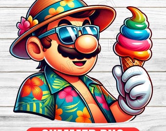 Super Mario Summer PNG: Kids Cartoon Sublimation Design (Digital Download)