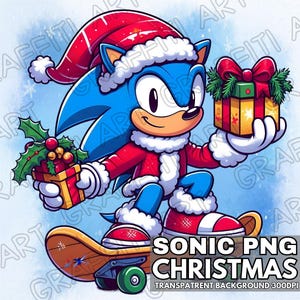 Sonic le hérisson png, sublimation de Noël, Noël PNG, chemise de Noël, Sonic Png, dessin animé pour enfants png, autocollant png, jeu png
