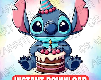 Invitación infantil para fiesta de cumpleaños de Stitch (descarga digital)