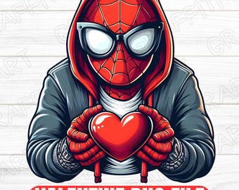 Valentine Spiderman PNG: Kids Cartoon Sublimation Design (Digital Download)