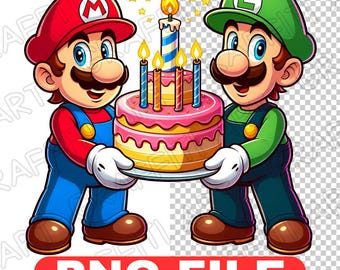 Super Mario Birthday PNG, invito per festa per bambini (download digitale)