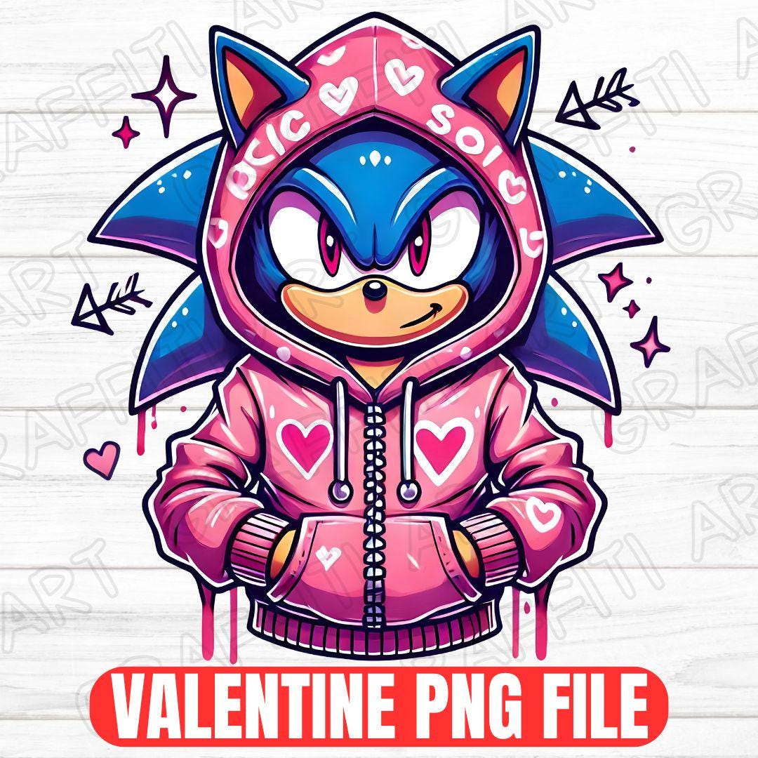 Valentine Sonic Hedgehog PNG: Kids Cartoon Sublimation (digital ...