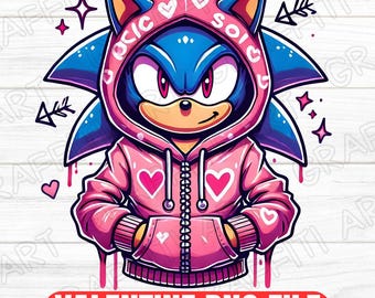 Valentine Sonic Hedgehog PNG: Kids Cartoon Sublimation (Digital Download)