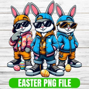 StreetWear Easter  Bunny PNG, Trendy Easter Rabbit Clipart, Graffiti Easter Sublimation Design Shirts, Mugs, Invitations Digital Download