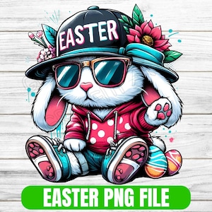 StreetWear Easter  Bunny PNG, Trendy Easter Rabbit Clipart, Graffiti Easter Sublimation Design Shirts, Mugs, Invitations Digital Download
