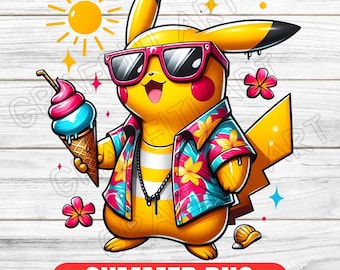 Summer Pikachu PNG, Graffiti Art, Kids Cartoon (Digital Download)