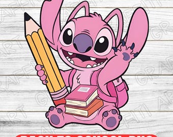 Stitch Back to School PNG - Kids Cartoon Sublimation Design Digital Download