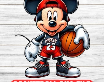 Mickey Mouse Basketball PNG : dessin animé par sublimation (téléchargement numérique)