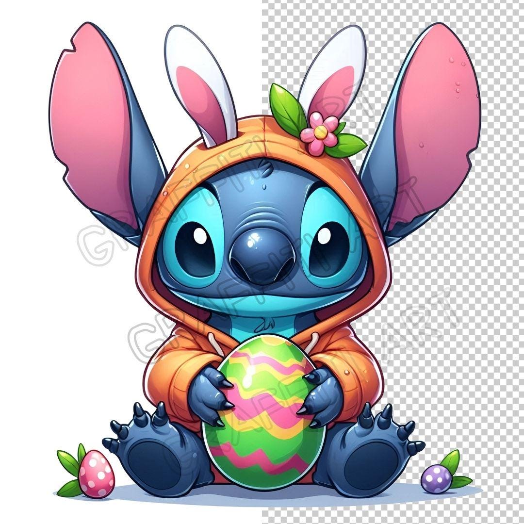 Kawaii Stitch Easter PNG: Bunny Sublimation (digital Download) - Etsy