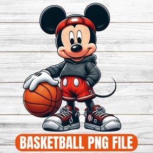 Mickey Mouse Basketball PNG: Cartoon Sports Design (Digital Download)