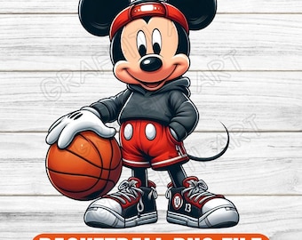 Mickey Mouse Basketball PNG : Cartoon Sports Design (téléchargement numérique)