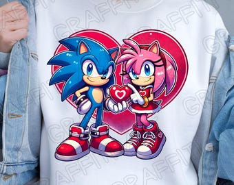Love Sonic The Hedgehog PNG: Kids Cartoon Sublimation Design (Digital Download)