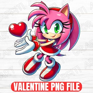 Amy Hedgehog Valentine PNG: Sonic Cartoon Design (Digital Download)