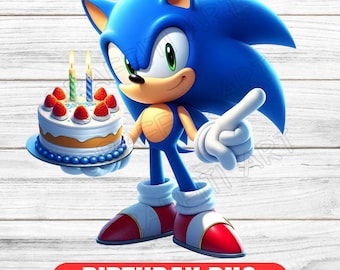 Birthday Sonic the Hedgehog PNG: High-Resolution Clipart (Digital Download)
