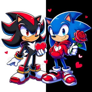 Sonic & Shadow Valentine PNG: Cartoon Sublimation Design (digital ...