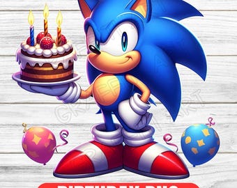 Birthday Sonic the Hedgehog PNG: High-Resolution Clipart (Digital Download)