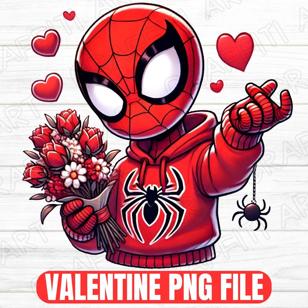 Spriteman Spiderman Valentine PNG: Kids Cartoon Clipart (digital Download) - Etsy