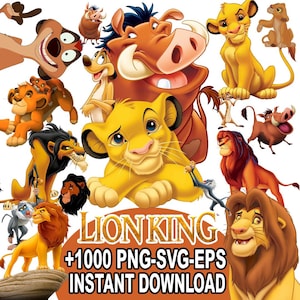 Mega Bundle Lion King SVG PNG Bundle – Simba, Nala, And Pumbaa Clipart, Disney Sublimation, Kids Birthday, Cricut & Shirt Design Files