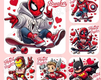 Heart Breaker Png, Superhero Png, Stanley Valentine Day Shirt , Kids Cartoon Png Valentine Sublimation Design,Superhero Png,Instant Download