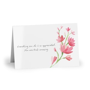 Cartes de voeux florales - Cartes de remerciement, d'anniversaire, d'amitié faites main, lot de 1 ou 10, motif aquarelle