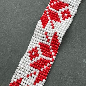 white and red ethnic  bracelet/ Handmade beaded/ Boho style jewelry/ Ukrainian colors preciosa bracelet/ Seed bead bracelet/ Gift for her