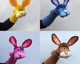 Luxury, Bunny Rabbit Sock Puppet, Choose Your Color, OOAK, Handmade, Couture