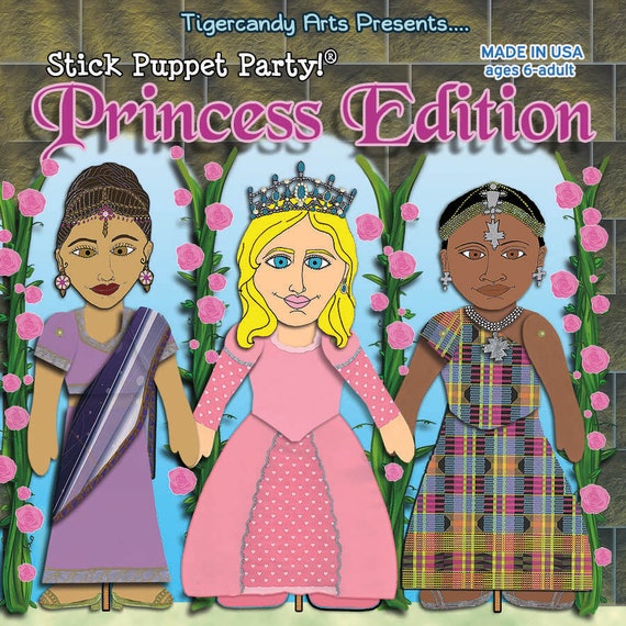 Multicultural Princess Puppet Making Kit, Makes 5, LARGE, Kinetic Stick  Puppets, Fun, Cordless Craft Activity for Kids, Family, Party 