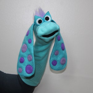 Classic Sock Puppet, All Sewn Parts, Whimsical, Heirloom Quality, Turquoise &quot;Ting&quot;, Dr. Seuss inspired, Handmade to Order