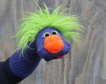 Colorful, Luxury Sock Puppet "Sammy" Sockett® in Classic Style, Moving Mouth, Handmade, 100% Sewn Parts, Real Sock