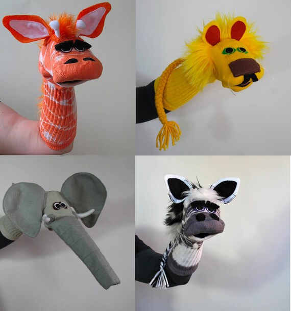 Gift Set African Animal Sock Puppets Professionally Sewn Etsy
