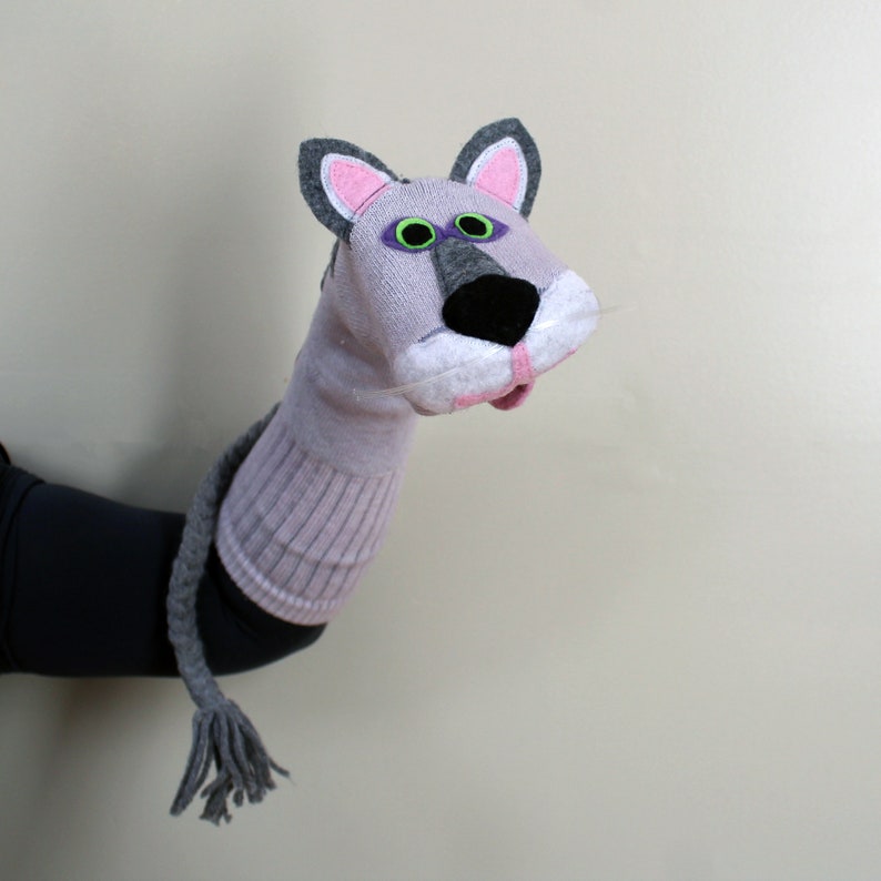 Classic Gray Cat Sock Puppet Handmade to Order Etsy