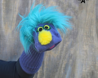 Luxury Colorful Classic Sock Puppet "Sammy" Sockett® with moving mouth, handmade, OAK, 100% Sewn Parts, 3 Sizes