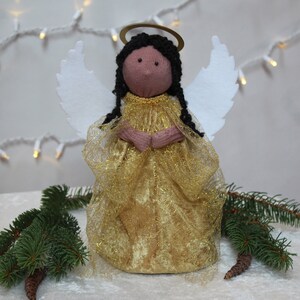 Angel in GOLD, DIY Christmas Tree Topper or Decoration, Deluxe Sewing KIT, Sock Doll, Adult Holiday Craft, Heirloom Quality Keepsake, Gift