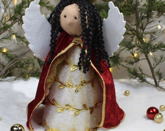 Handmade Angel with Renaissance Style Detail & Reversible Wings, Holiday Decor or Tree Topper, OOAK, Heirloom Quality Gift or Keepsake