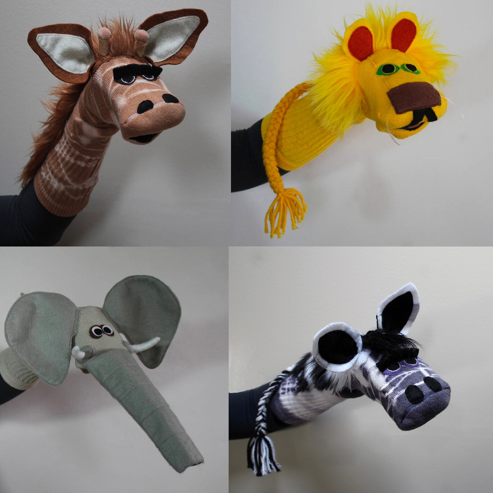 Gift Set African Animal Sock Puppets Professionally Sewn Etsy