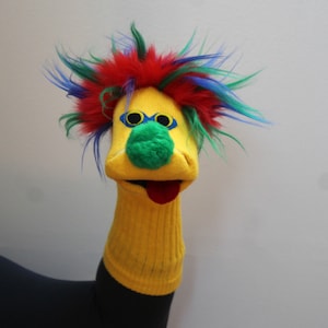 Luxury Sock Puppet &quot;Sammy&quot; in Classic Style, Soft, tri-color Hair, Moving Mouth, Heirloom Quality, Handmade to Order in USA, All Sewn Parts,