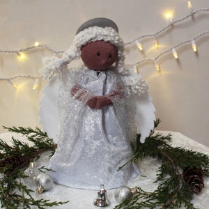 Angel in SILVER, DIY, Christmas Tree Topper or Decoration, Deluxe Sock Doll Sewing KIT, Adult Holiday Craft, Heirloom Quality Keepsake, Gift