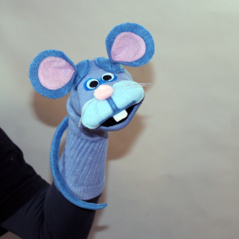 Adult Large Blue Mouse Sock Puppet Couture Handmade Toy Etsy