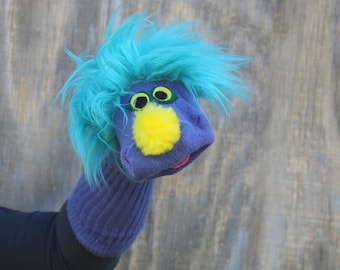 Luxury Colorful Classic Sock Puppet "Sammy" Sockett® with moving mouth, handmade, OAK,100% Sewn Parts, 3 Sizes Made to Order