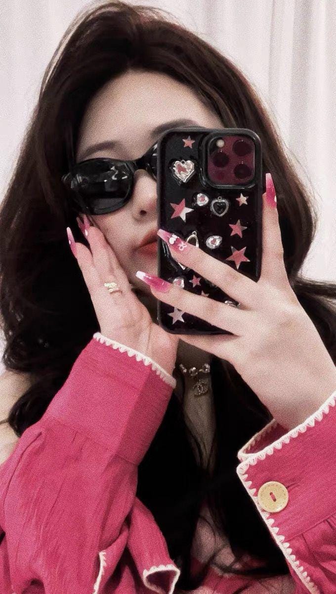 Sweet Raspberry Nail black Tea Colorful Press on Nail Cool Witch Fake ...