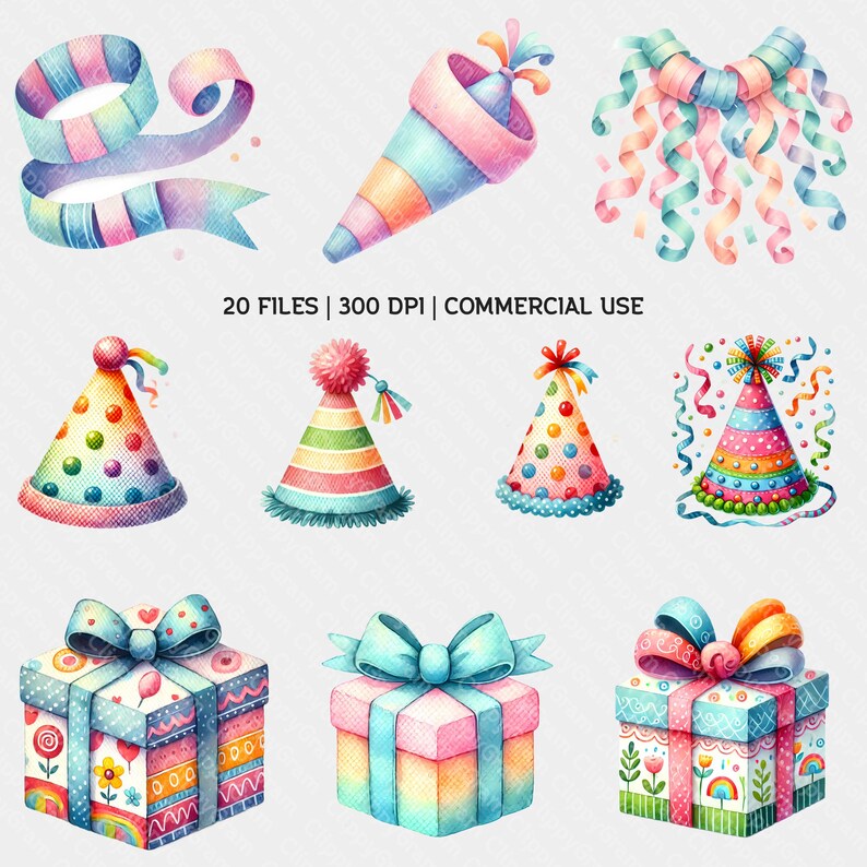 Happy Birthday Clipart Bundle 20 Highquality Files, 300 DPI